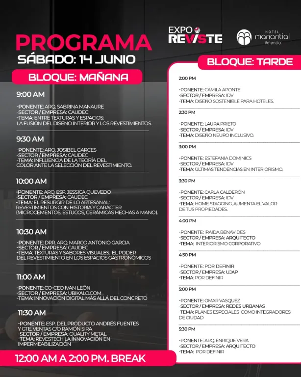 Programa de conferencias del sábado